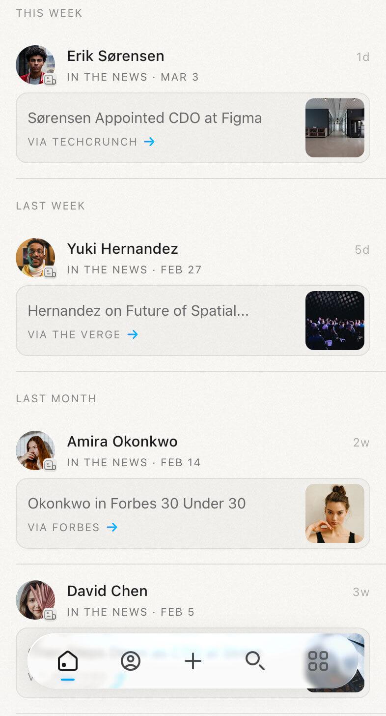 Mesh app News Home view