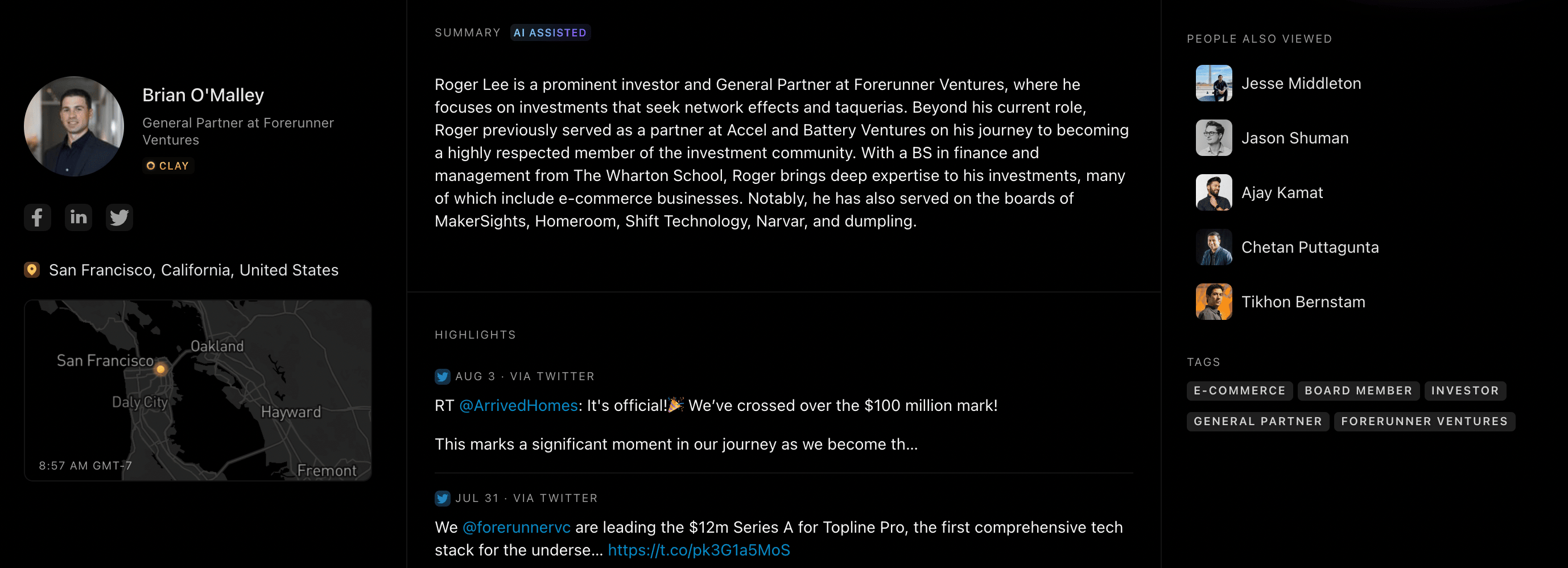 Clay copies your LinkedIn information and uses it to create beautiful profiles for your contacts. 